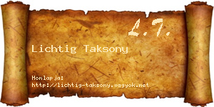 Lichtig Taksony névjegykártya